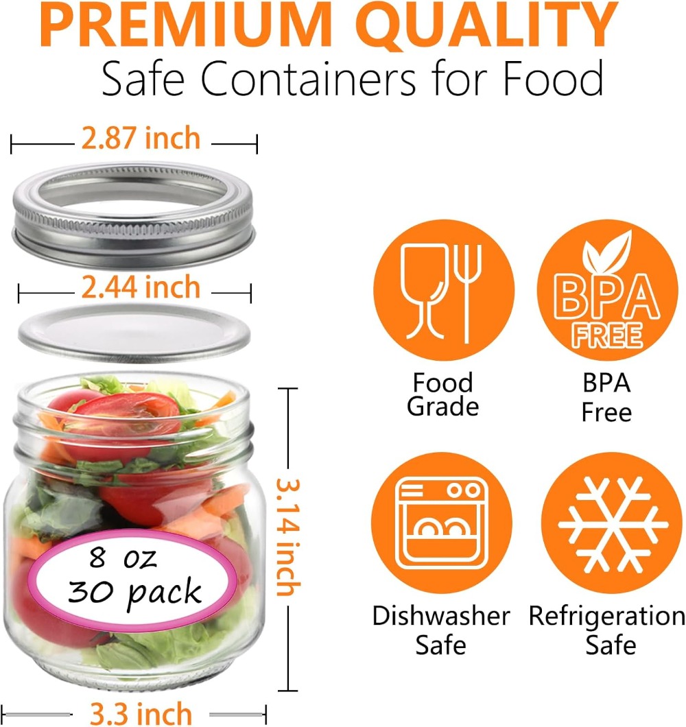 30 Pack 8 oz Mason Jars with L – Mason Jar 8Oz Bewertung und Preis