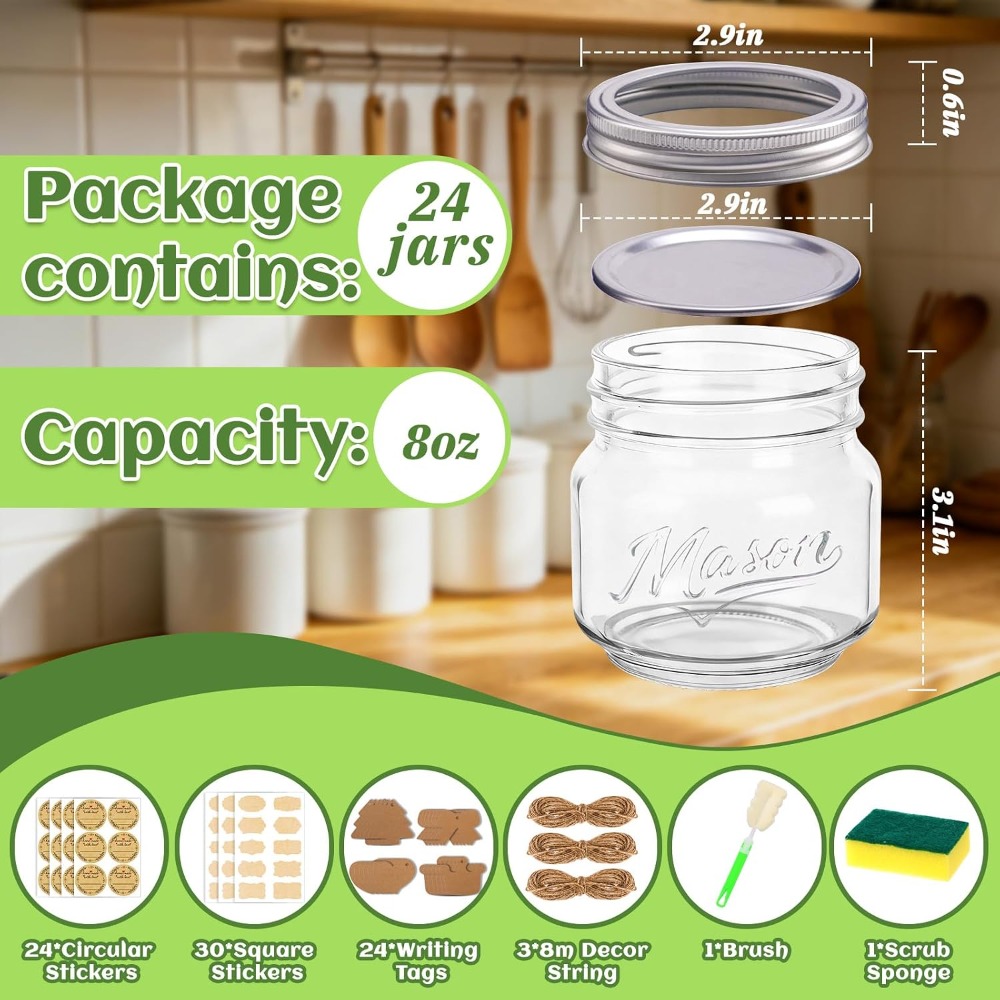 8 oz Mason Jars with Lids, 24  – Mason Jar 8Oz Bewertung und Preis